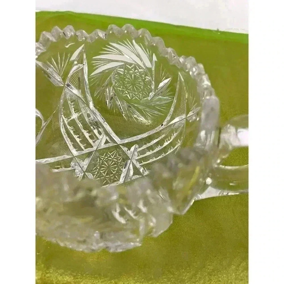 VTG American Brilliant Crystal Sugar Bowl Clear Cut Glass HEAVY Sawtooth - Picture 10 of 16